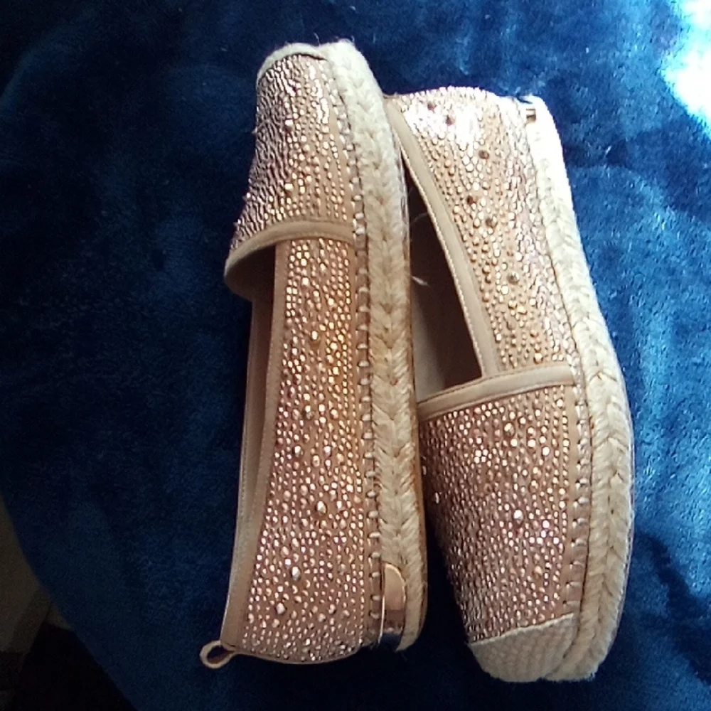 Stuart Weitzman Gold Beaded Espadrilles